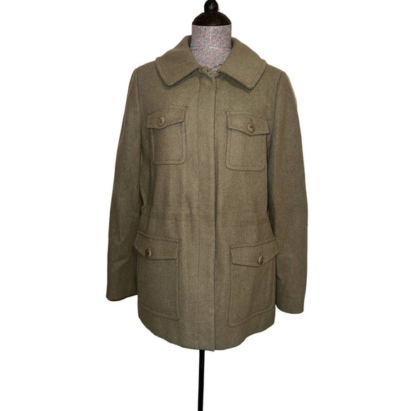 Talbots Wool Blend Coat Size 10 Army/Olive Green - Picture 1 of 9